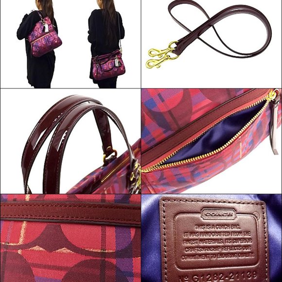 Like New Rare Coach Poppy Tartan Foldover Shoulder Bag or Cossbody Bag Purse - Picture 7 of 16